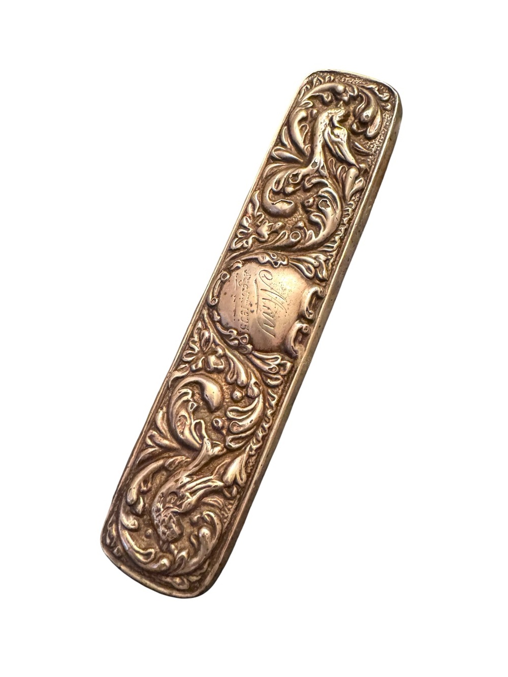 Antique Ornate Sterling Silvet Etched Engraved Shoe Brush - Picture 1 of 5